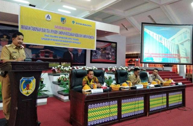 Pemda Donggala Gandeng PT Taspen dan Bank Bukopin Sosialisasi Program Asuransi Purna Tugas